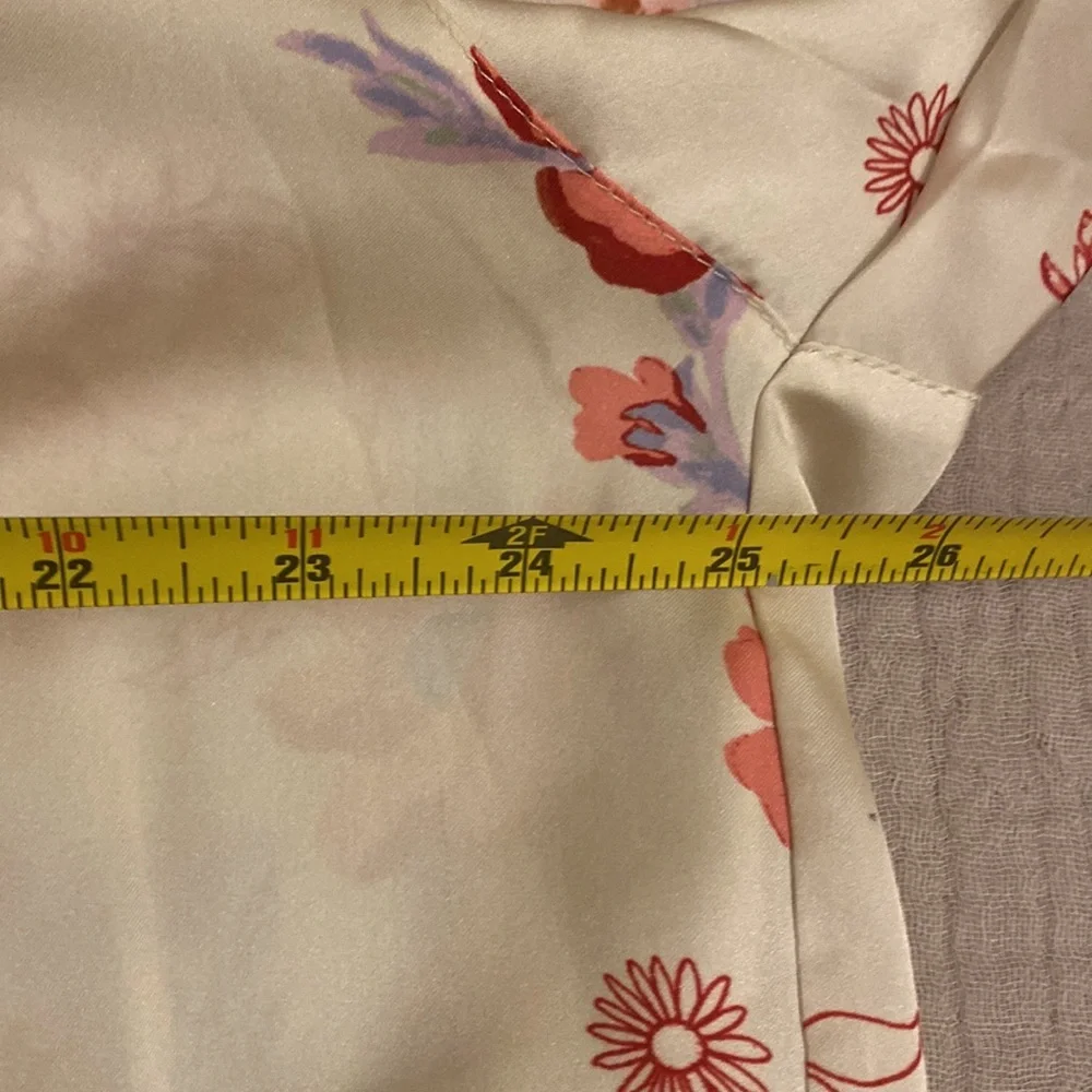 Free People Intimately Floral Pajama Top - Cream and Pink. Size XS